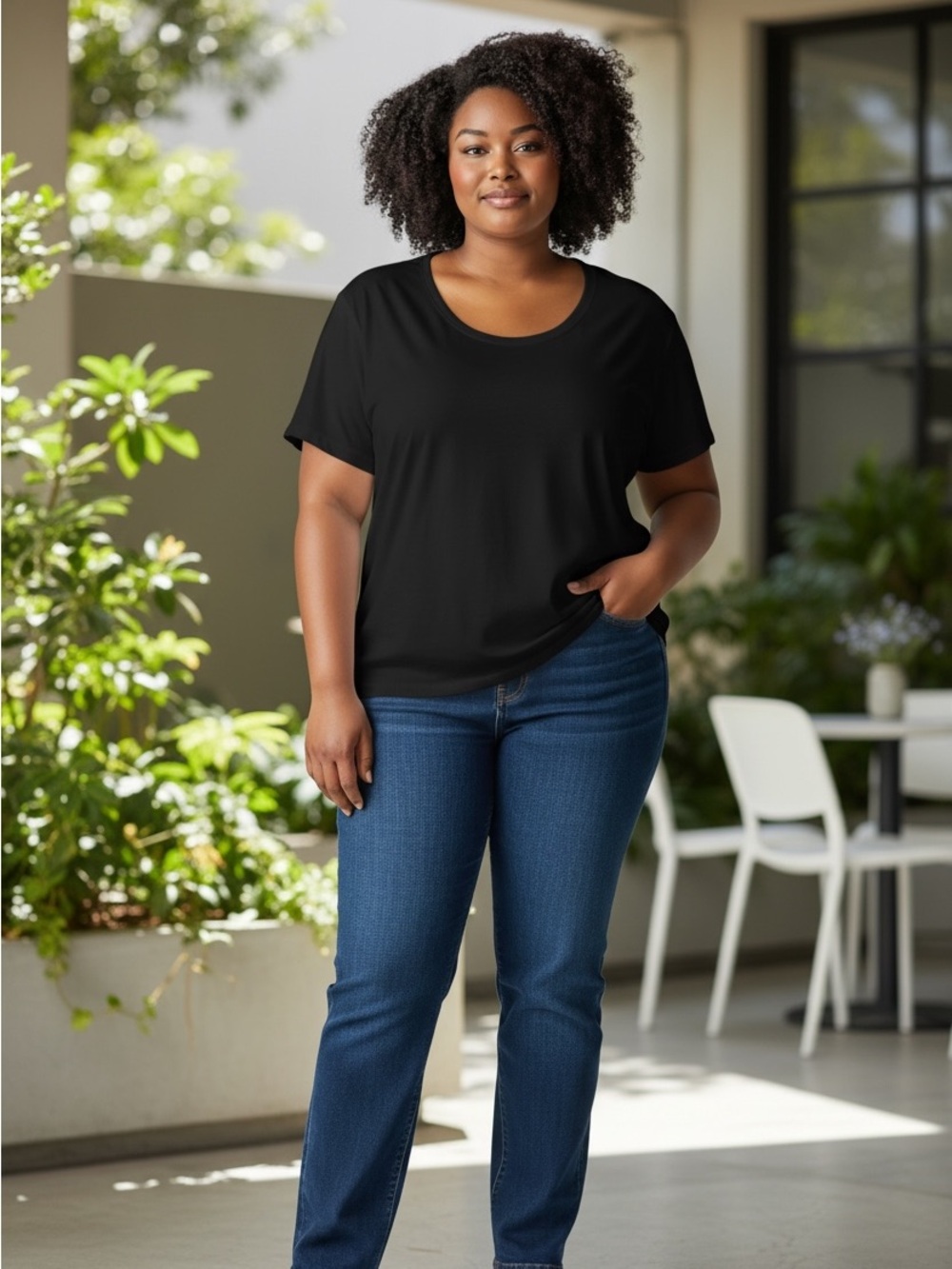 Old Navy Black Scoop-Neck Short Sleeve Tee